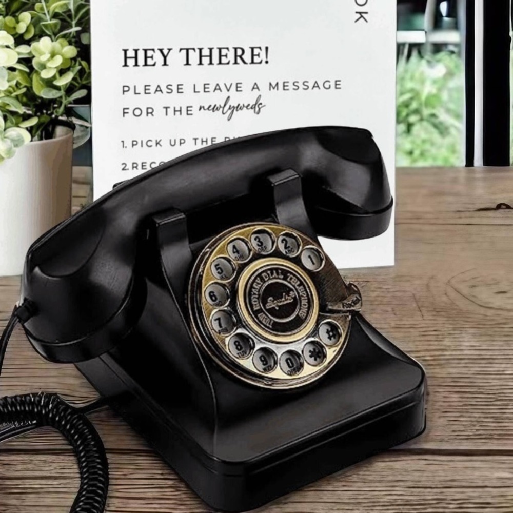 New Audio Guestbook Wedding Phone Vintage Style Black Romantic Phone Guest Book